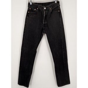 Vintage Levis 501 Jeans Womens Black W30 L33 Made In USA Button Fly Denim 90s